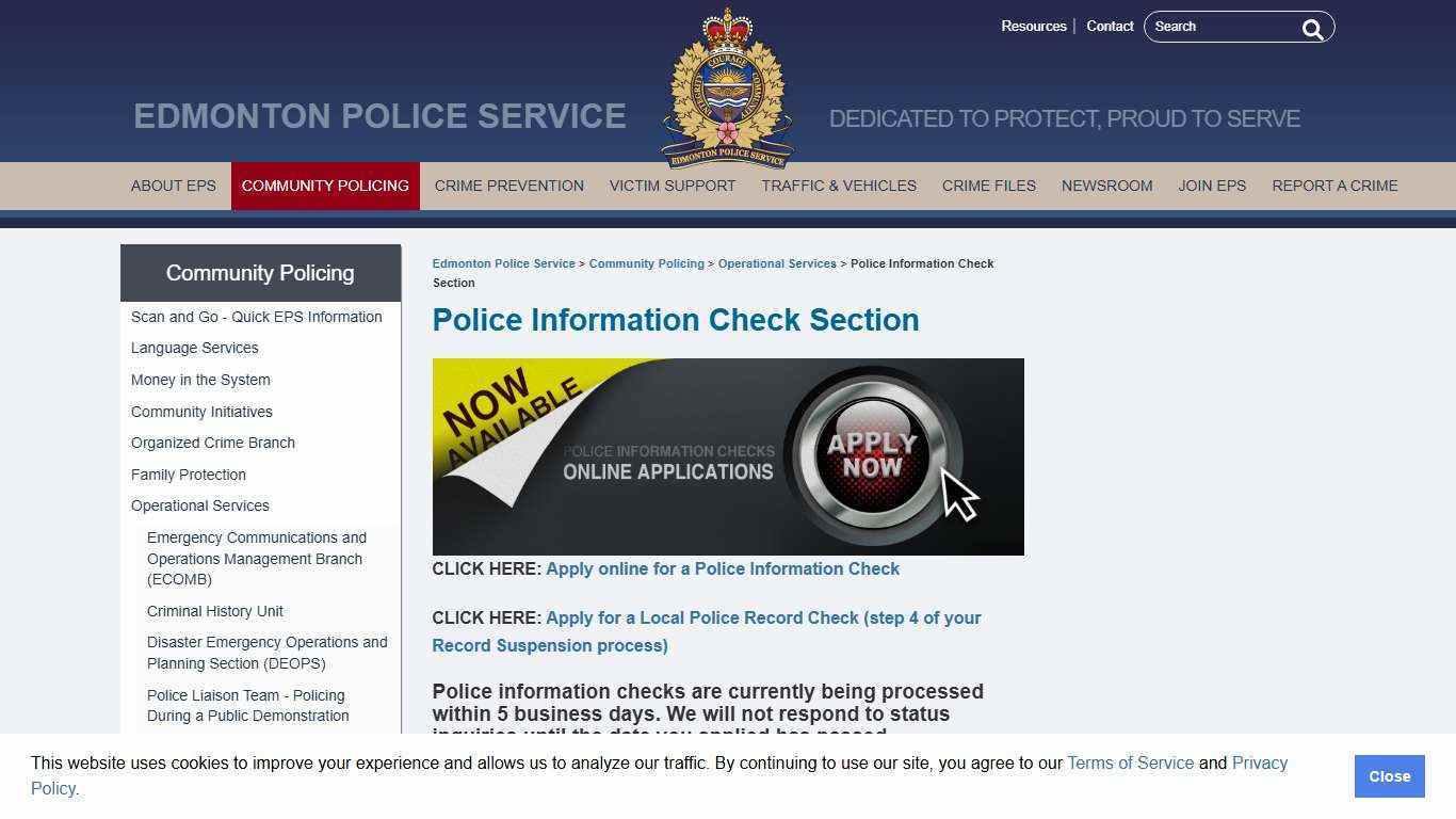 Police Information Check Section